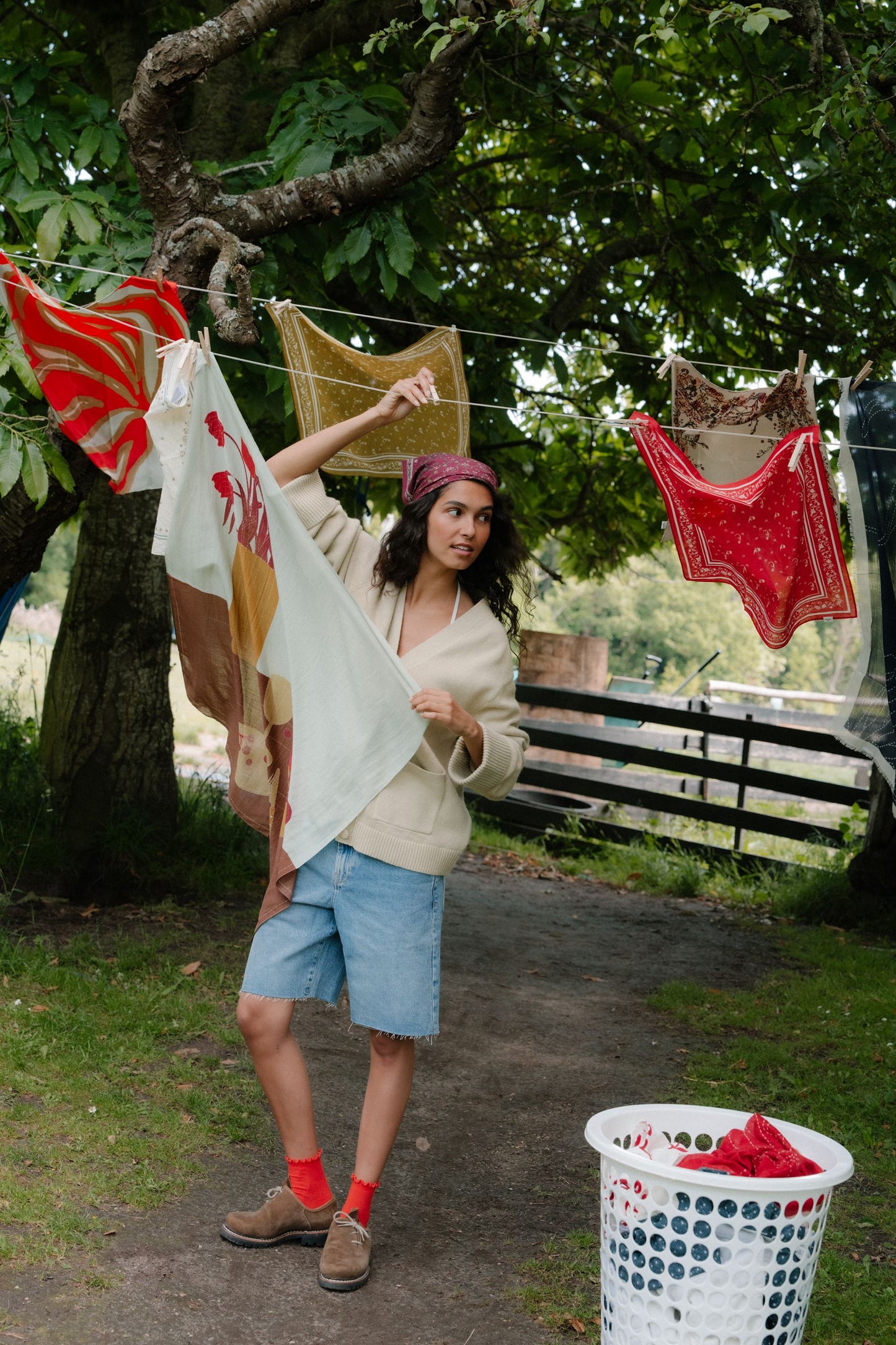 Becksöndergaard, Graphiflora Sia Scarf - Grenadine Red, scarves, scarves, scarves, scarves