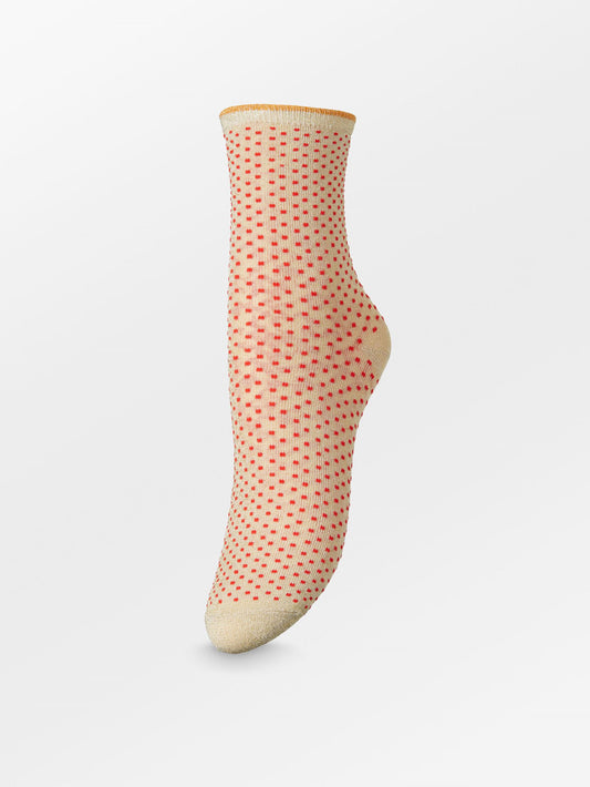 Dina Small Dots Sock - Beige/Red Socks BeckSöndergaard.no