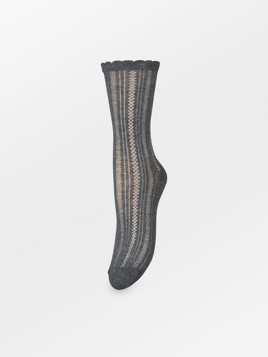 Becksöndergaard, Crochia Cotta Sock - Dark Grey Melange, socks, socks, black week, black week