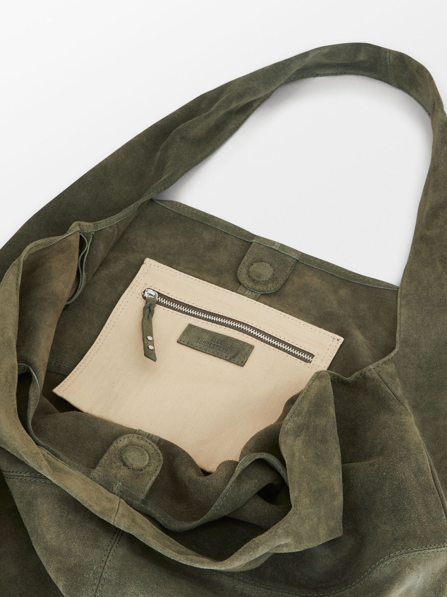 Suede Dalliea Shopper Bag - Green OneSize BeckSöndergaard.no