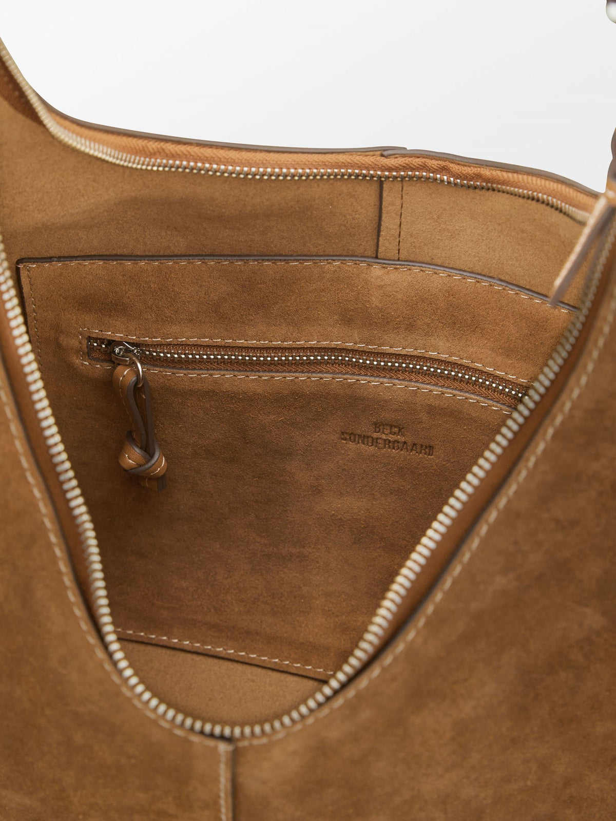 Becksöndergaard, Suede Shae Zip Bag - Cognac Brown, onesize