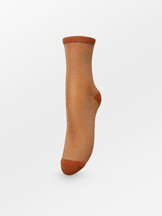 Dina Solid Glittersock - Brown Socks BeckSöndergaard.no