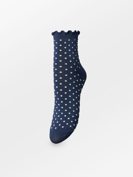 Becksöndergaard, Dotted Frilla Short Sock - Naval Academy Blue, socks, news, high summer 2026, gaveideer under 300, autumn winter 2026, most popular, cozy getaway styles