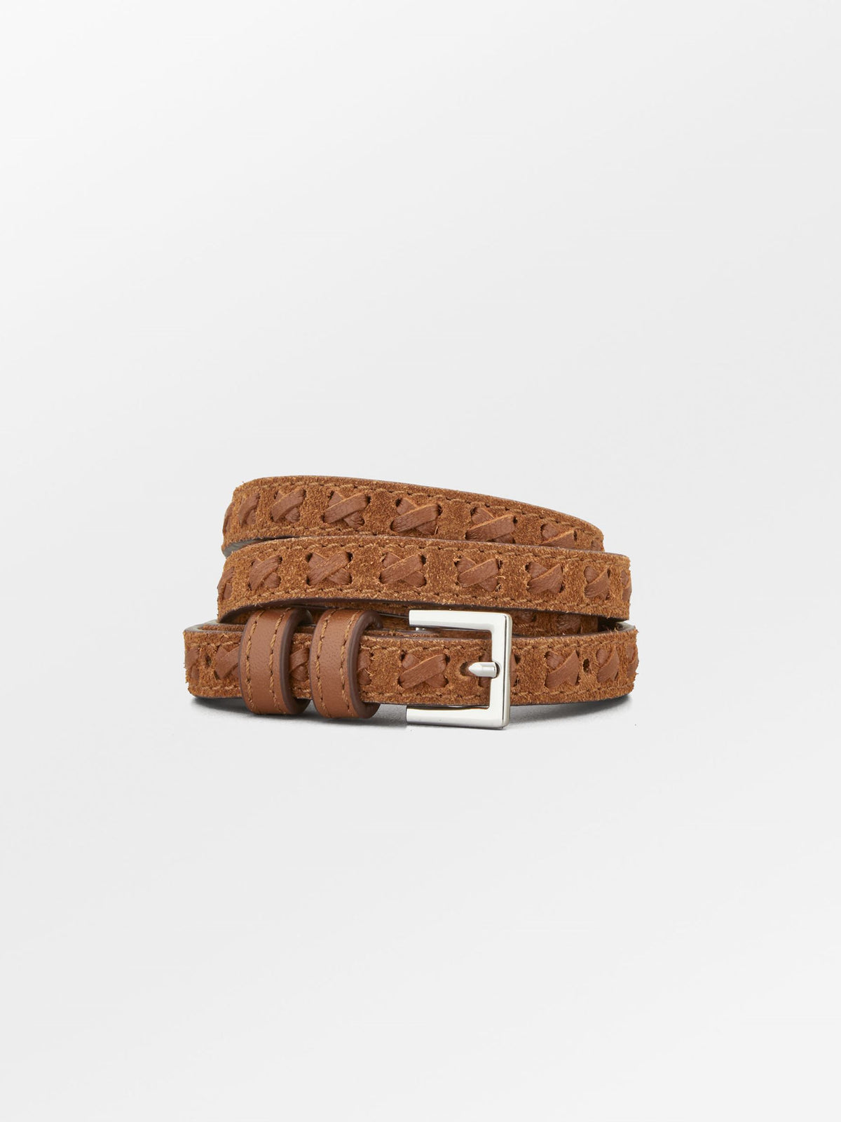 Becksöndergaard, Suede Braid Aria Belt - Cognac Brown, clothing