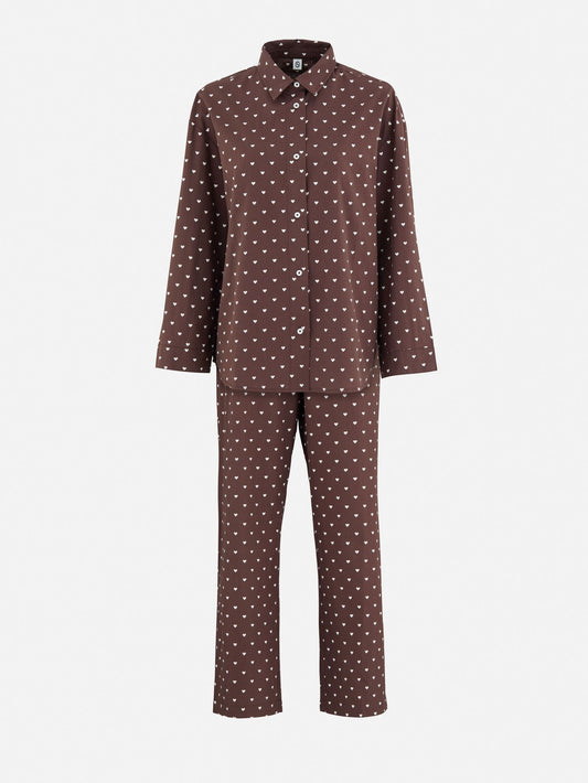 Becksöndergaard, Amor Pyjamas Set - Brown/Off-white, homewear, black week, black week