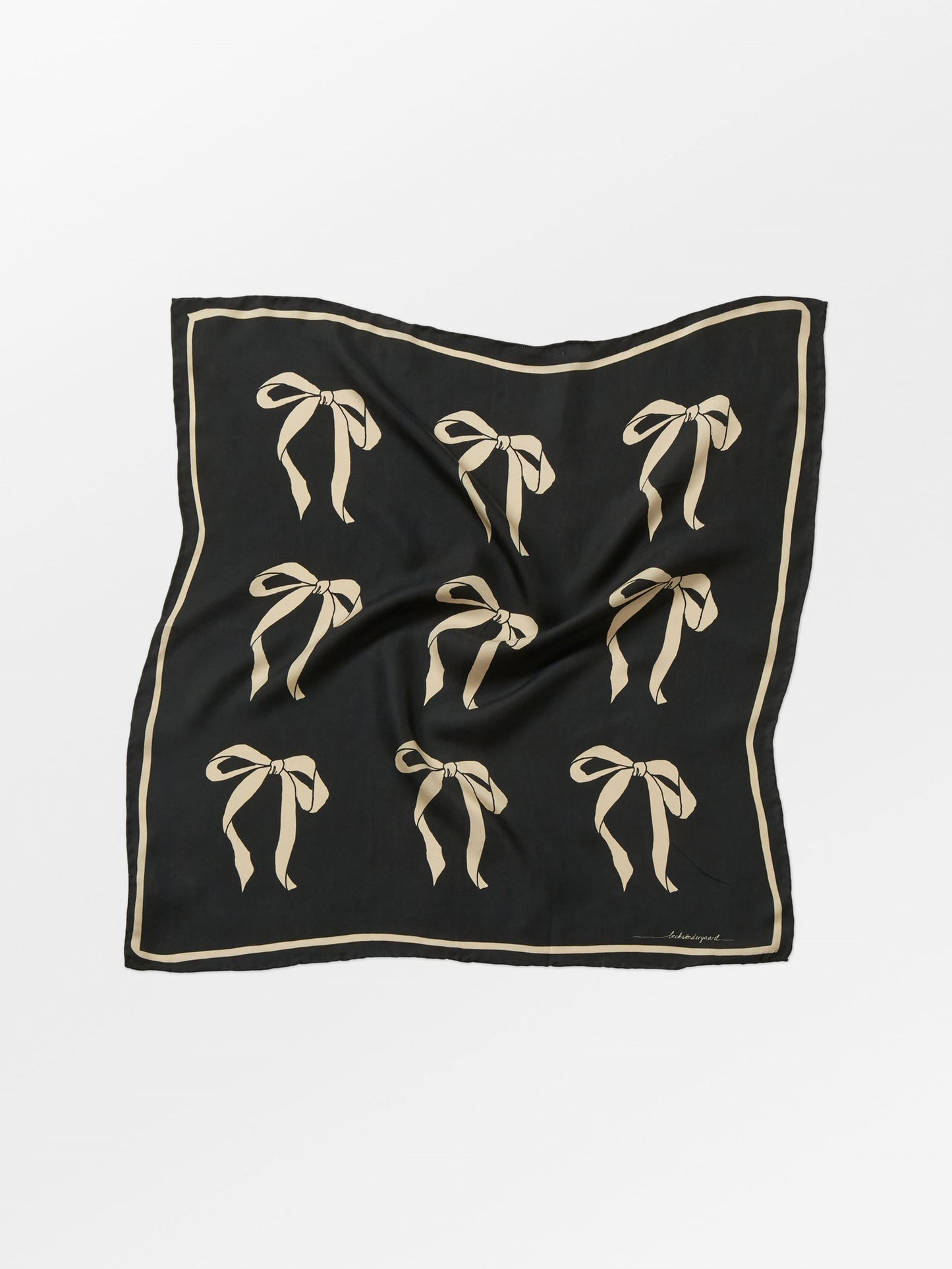 Becksöndergaard, Bow Twill Sia Scarf - Black, scarves, scarves, gifts, sale, sale, gifts, scarves