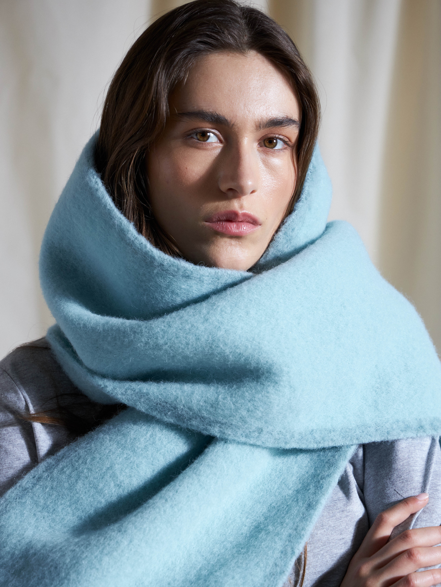 Solid Yuta Scarf - Turquoise OneSize BeckSöndergaard.no