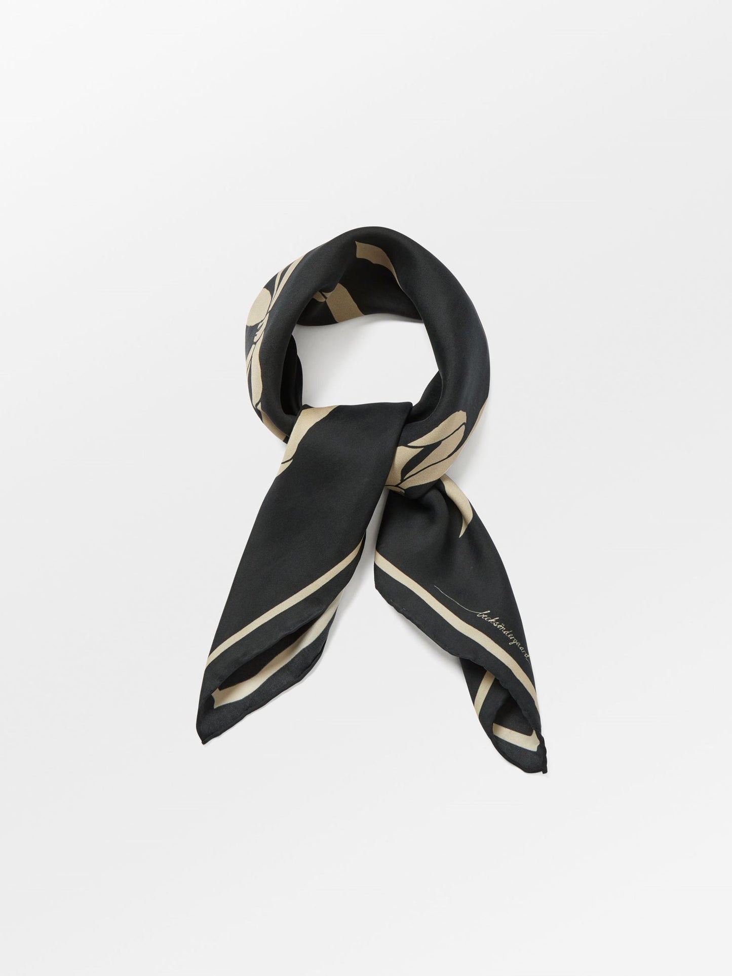 Becksöndergaard, Bow Twill Sia Scarf - Black, scarves, scarves, gifts, sale, sale, gifts, scarves