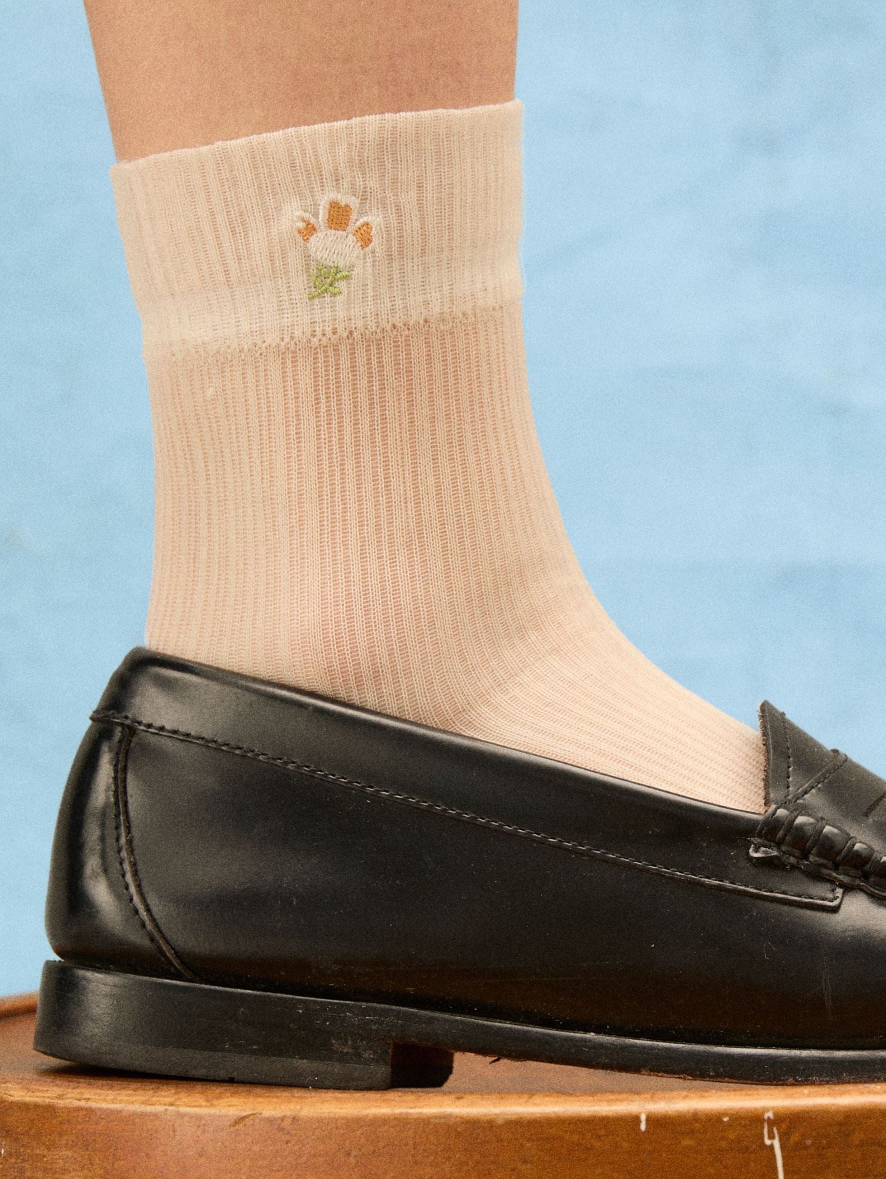 Becksöndergaard, Floral Sheer Sock - Birch White, socks, archive, archive, socks, black week, black week