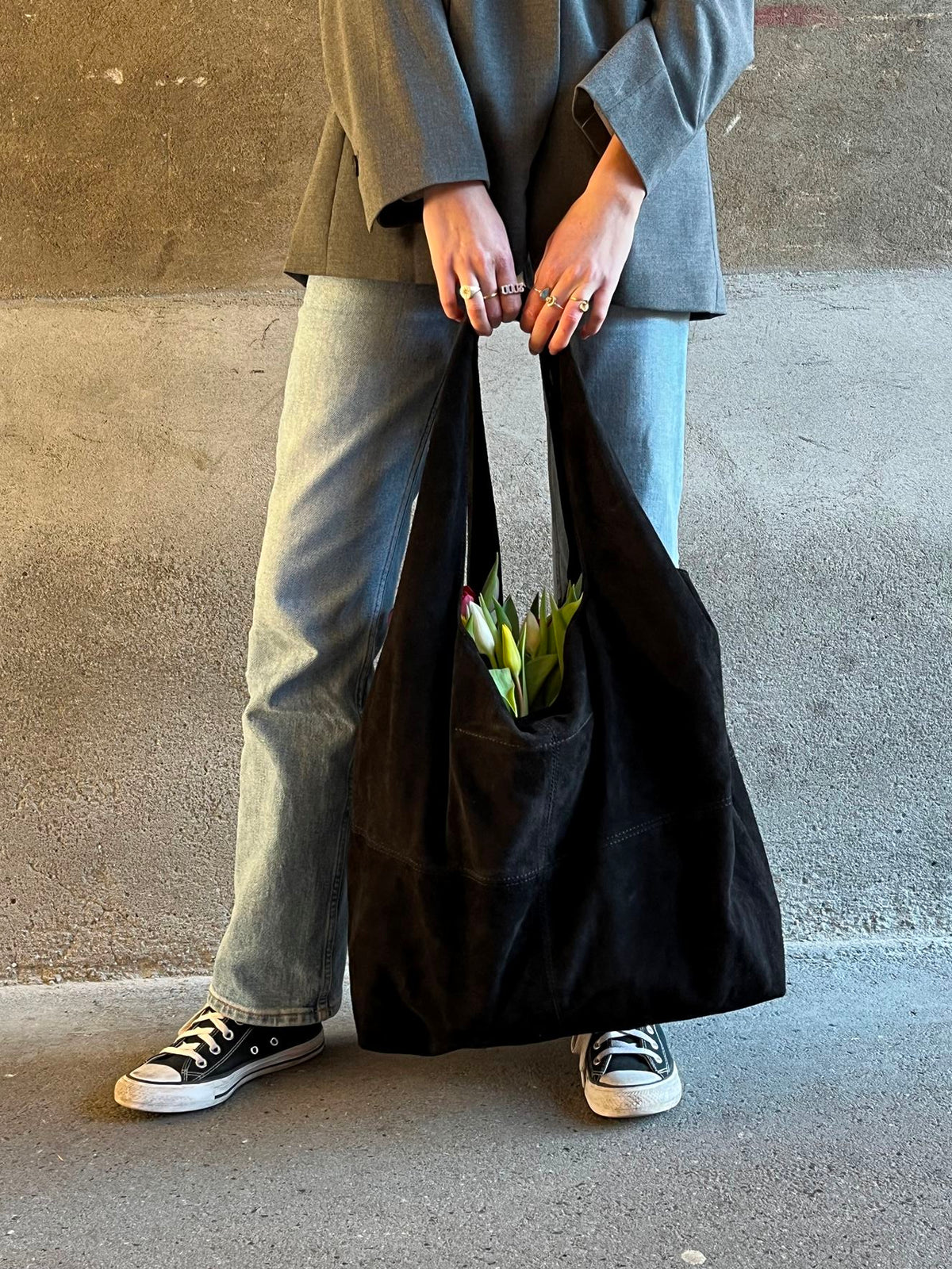 Suede Dalliea Shopper Bag - Black OneSize BeckSöndergaard.no