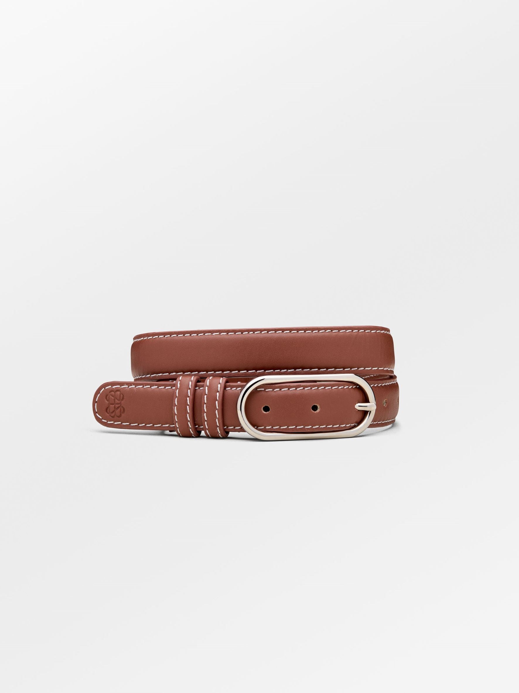 Glossy Nola Leather Belt - Brown Clothing BeckSöndergaard.no