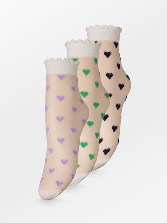 Dagmar Hearts Sock 3 Pack OneSize BeckSöndergaard.no