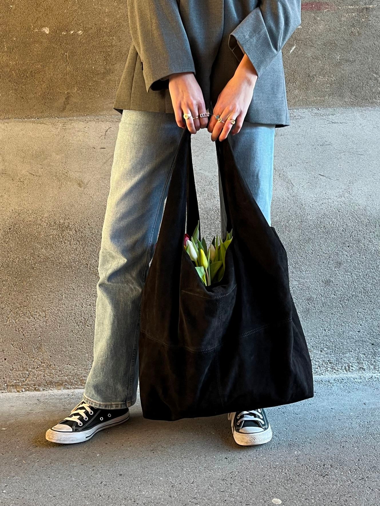 Suede Dalliea Shopper Bag - Black OneSize BeckSöndergaard.no