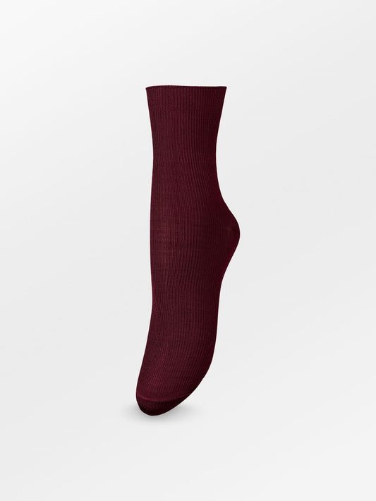 Becksöndergaard, Alma Solid Sock - Burgundy, socks, archive, archive, sale, sale, socks