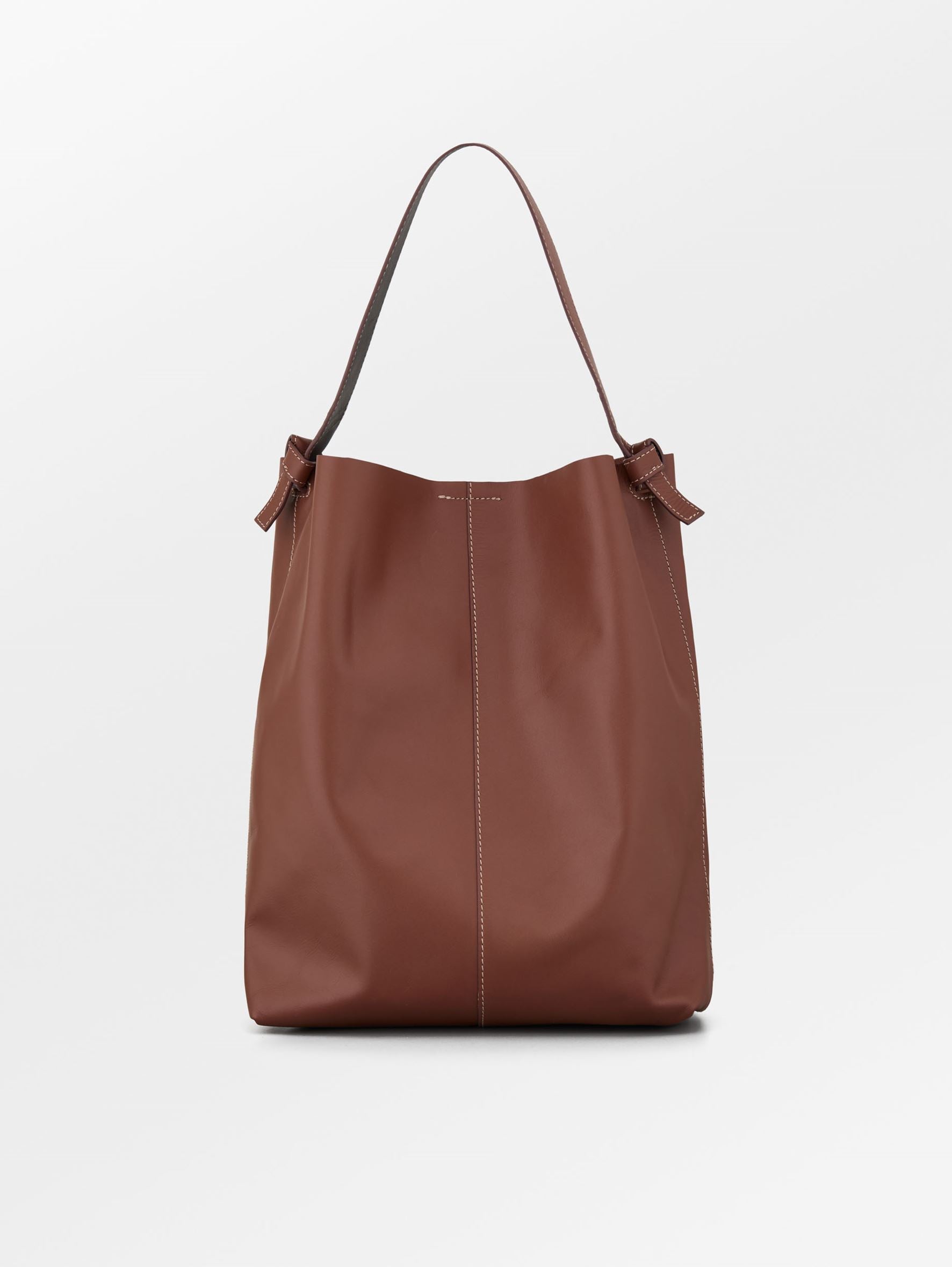 Glossy Mae Leather Shopper Bag - Brown OneSize   BeckSöndergaard.no