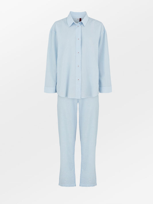Becksöndergaard, Seersucker Pyjamas Set - Blue - Skyway Blue, homewear, sale, homewear, gifts, sale, gifts