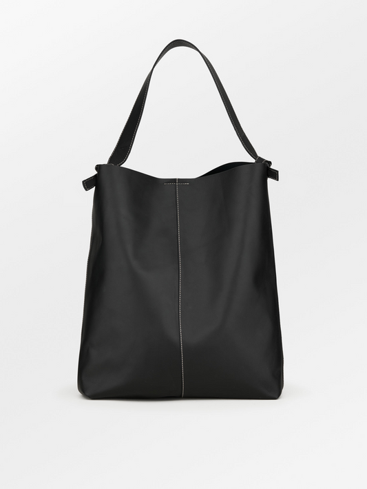 Glossy Mae Leather Shopper Bag - Black OneSize   BeckSöndergaard.no