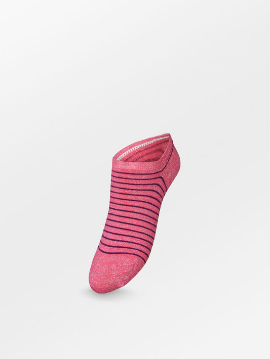 Stripe Glitter Sneakie Sock - Hot Pink Socks   BeckSöndergaard.no